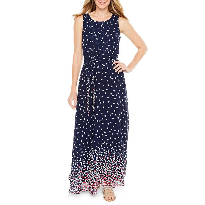 R & K Originals Sleeveless Polka Dot Maxi Dress