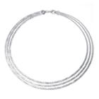 Made In Italy Sterling Silver Diamond-cut 3-strand Omega Necklace