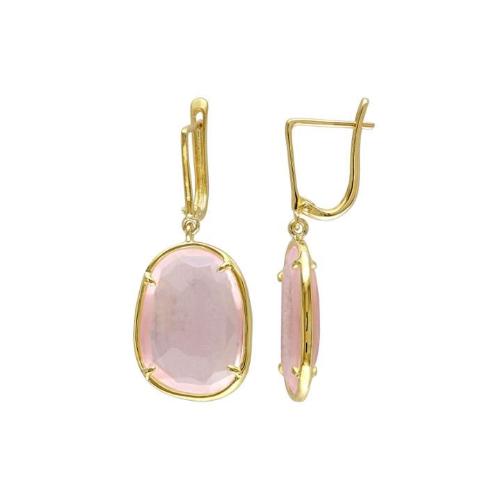 Faceted Genuine Pink Quartz Earrings