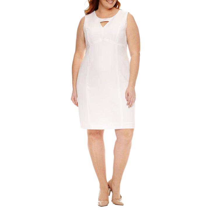 Black Label By Evan-picone Sleeveless Keyhole Neck Sheath Dress-plus