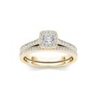 1/2 Ct. T.w. Diamond 10k Yellow Gold Halo Bridal Ring Set