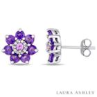 Laura Ashley Purple Amethyst Sterling Silver Ear Pins