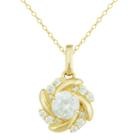 Petite Lux&trade; Cubic Zirconia 10k Yellow Gold Swirl Pendant Necklace