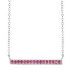 Simulated Ruby Bar Sterling Silver Necklace