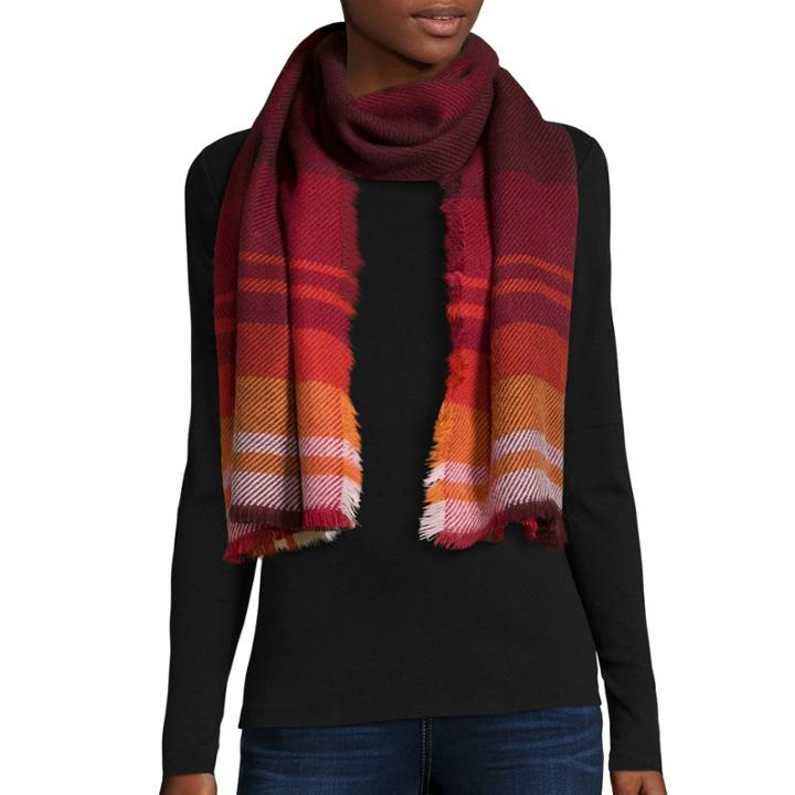V. Fraas Ombr Check Oversized Scarf