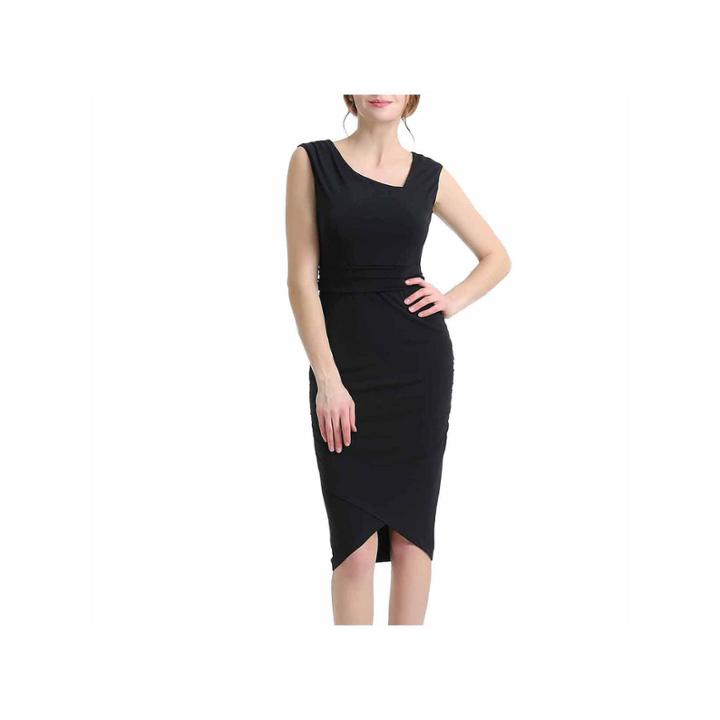 Phistic Women's Wrap Bottom Fitted Midi Dress