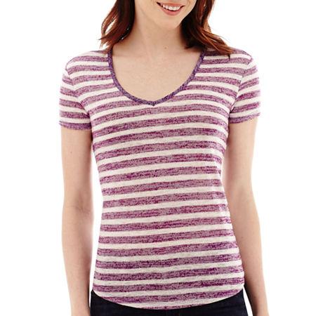 A.n.a Short-sleeve Striped Textured V-neck T-shirt