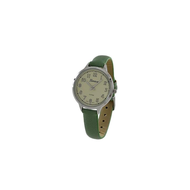 Geneva Platinum Womens Green Strap Watch-5979