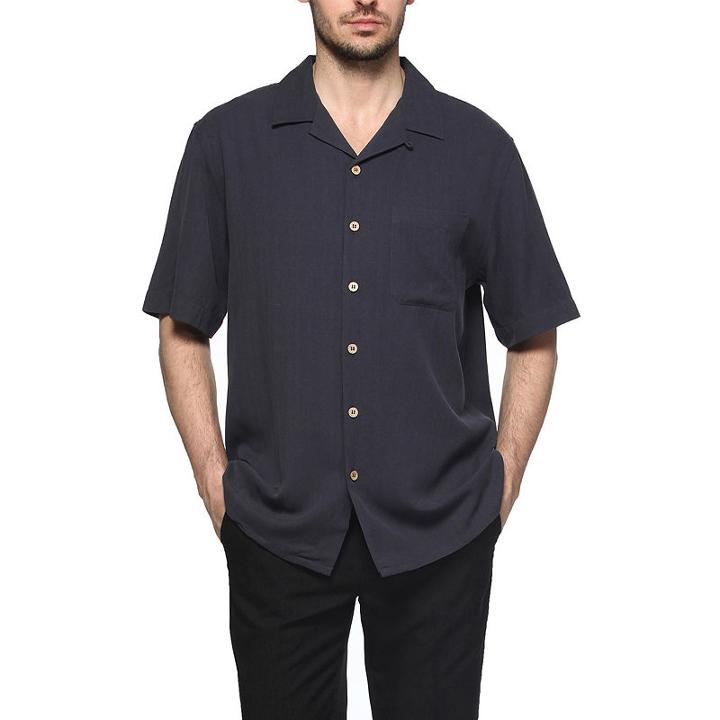Sandals Cay Men's Herringbone Silk Camp Shirt - Big