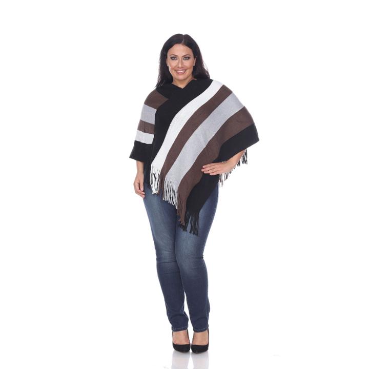 White Mark 'olenna' Fringe Poncho - Plus