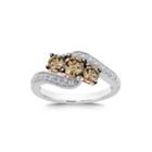 Limited Quantities 1 Ct. T.w. Champagne And White 3-stone Bypass Ring
