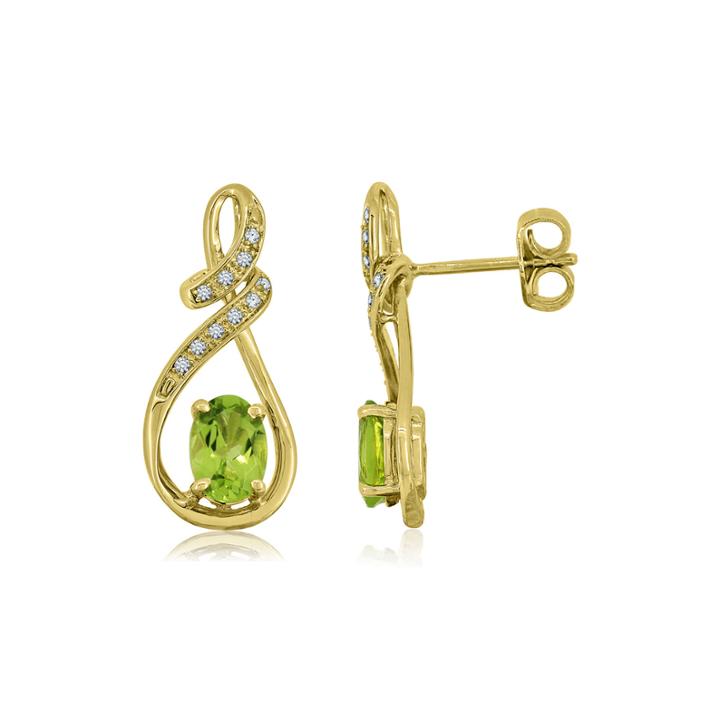 Oval Genuine Peridot And Lab-created White Sapphire Infinity Earrings