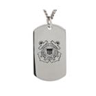 Coast Guard Sterling Silver Dog Tag Pendant Necklace