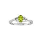 Womens Green Peridot Sterling Silver Solitaire Ring