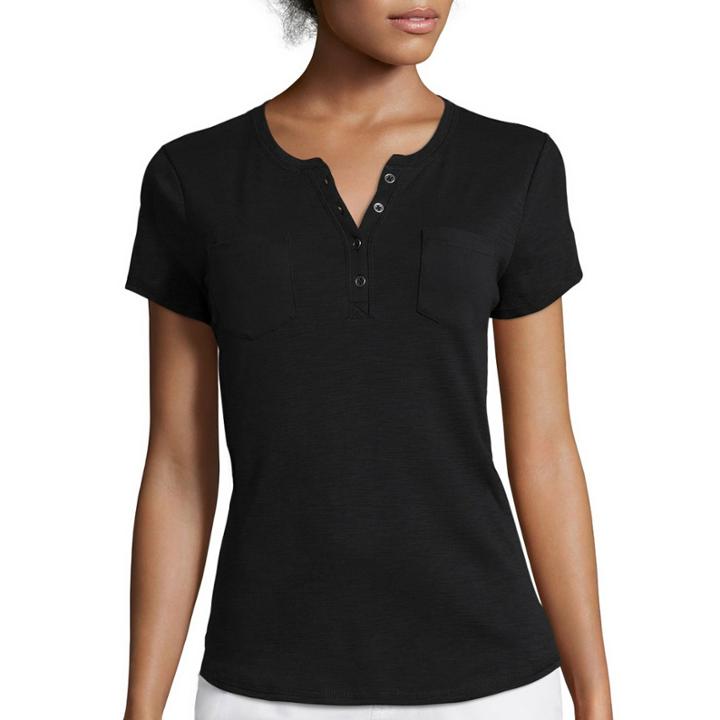 Liz Claiborne Short-sleeve Henley Tee - Tall