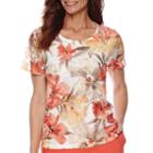 Alfred Dunner Feels Like Spring Short-sleeve Lace Print Top