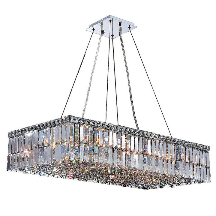 Cascade Collection 16 Light Chrome Finish And Clear Crystal Rectangle Chandelier