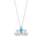 Disney Womens Blue Crystal Silver Over Brass Pendant Necklace