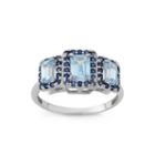 Lab Created Aquamarine & Lab Created Blue Sapphire Sterling Silver Ring