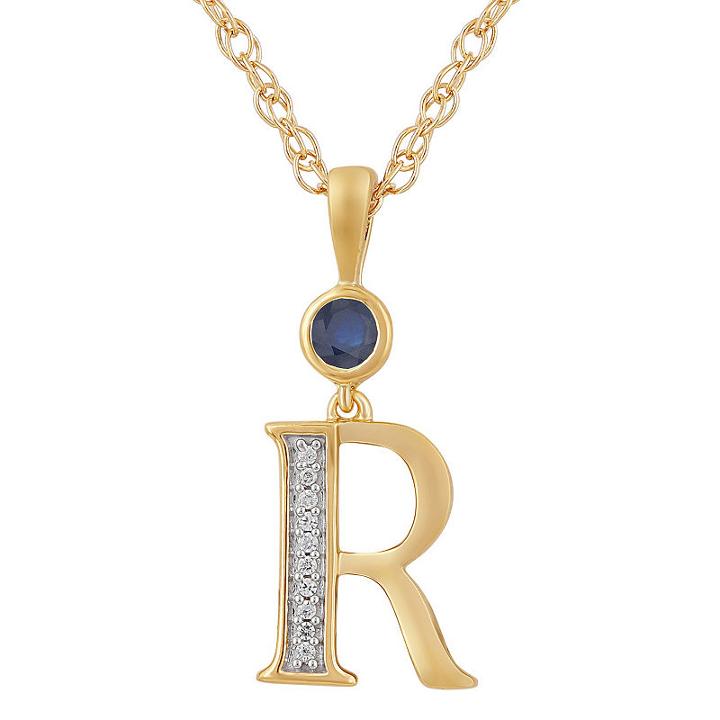R Womens Lab Created Blue Sapphire 14k Gold Over Silver Pendant Necklace
