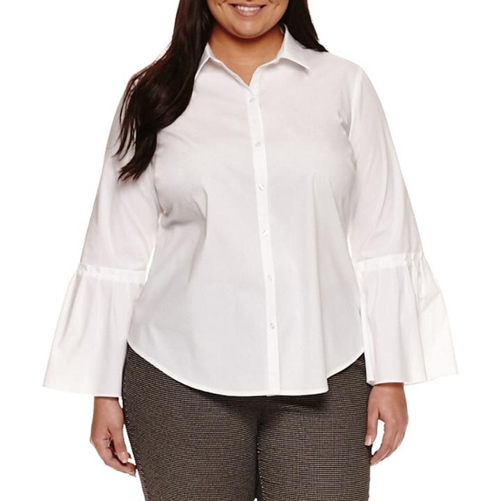 Worthington Long Sleeve Button-front Shirt-plus