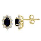 Diamond Accent Genuine Blue Sapphire 14k Gold Over Silver 8.2mm Stud Earrings