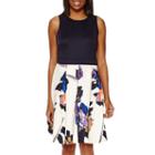 Danny & Nicole Sleeveless Contrast Print Fit-and-flare Dress