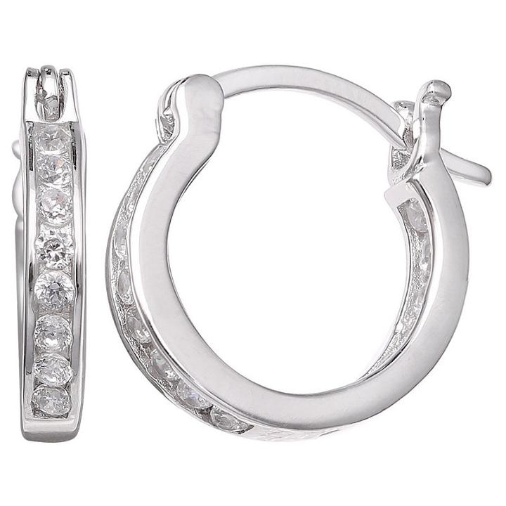 Silver Treasures Clear Cubic Zirconia Round Earring Sets
