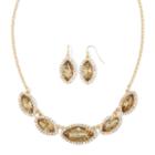 Monet Brown Gold-tone Collar Necklace And Earring Set