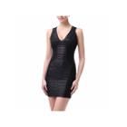 Phsitic Women's Deep V-neck Shimmer Bandage Dress