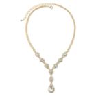 Vieste Crystal Gold-tone Flower And Teardrop Necklace