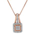 1/10 Ct. T.w. Diamond 14k Rose Gold Over Sterling Silver Square Pendant Necklace