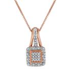 1/10 Ct. T.w. Diamond 14k Rose Gold Over Sterling Silver Square Pendant Necklace