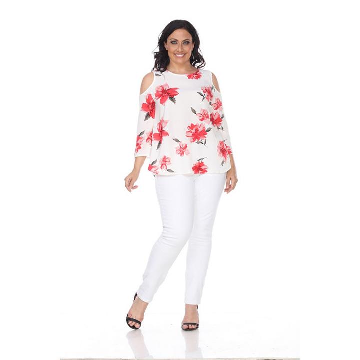 White Mark 'lorain' Cold Shoulder Top - Plus