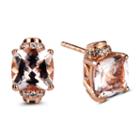 Cushion Pink Morganite 14k Gold Over Silver Stud Earrings