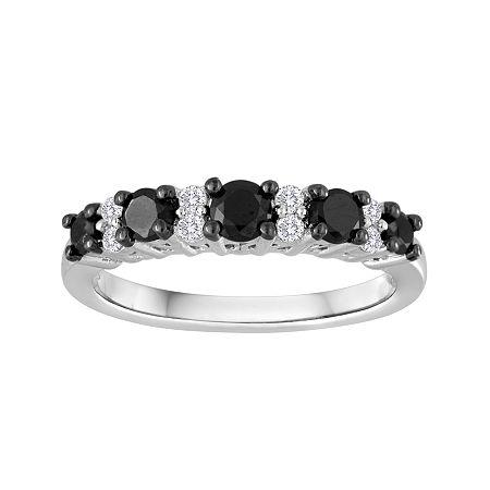 3/4 Ct. T.w. White And Color-enhanced Black Diamond Wedding Band