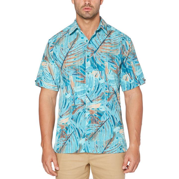 Cubavera Short Sleeve Leaf Button-front Shirt