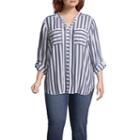 A.n.a 3/4 Sleeve Button-front Stripe Shirt - Plus