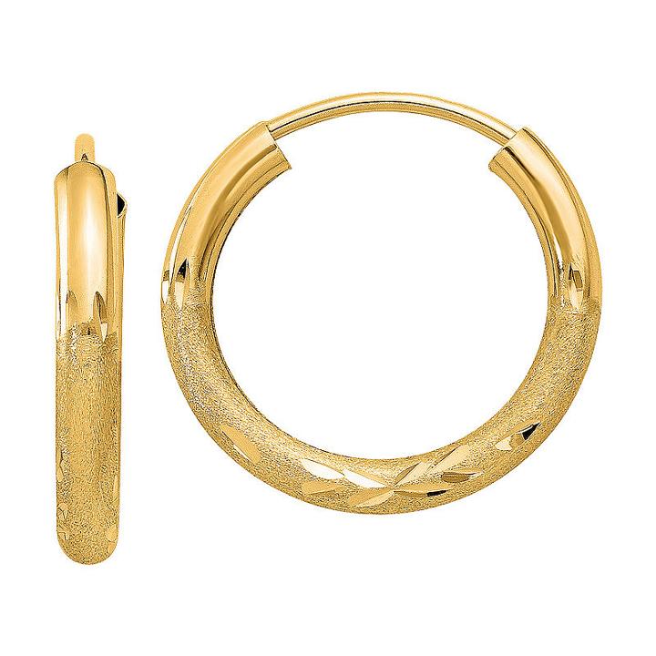 14k Gold 7mm Round Hoop Earrings
