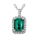 Lab-created Emerald & Cubic Zirconia Sterling Silver Pendant