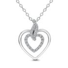 Womens 1/5 Ct. T.w. White Diamond 14k White Gold Heart Pendant Necklace