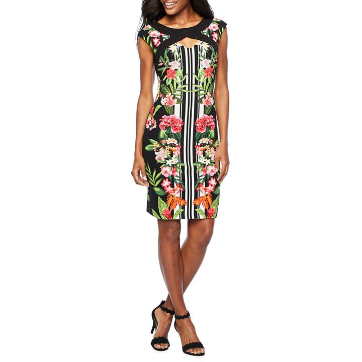 Melrose Sleeveless Stripe Sheath Dress