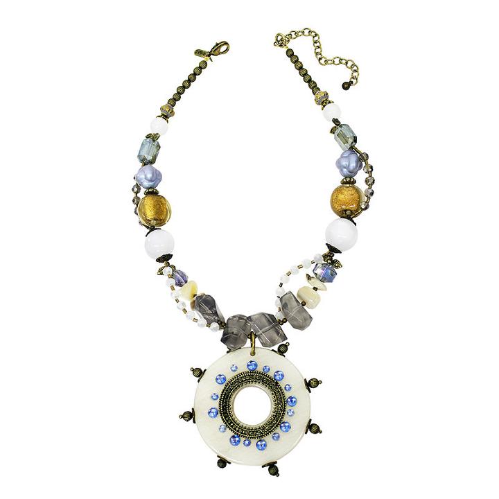Aris By Treska Gold-tone Blue Acrylic Pendant Necklace