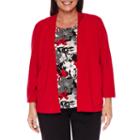 Alfred Dunner Wrap It Up 3/4 Sleeve Layered Sweaters-plus