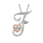 Love In Motion&trade; Diamond-accent Rose Gold & Sterling Silver F Pendant Necklace