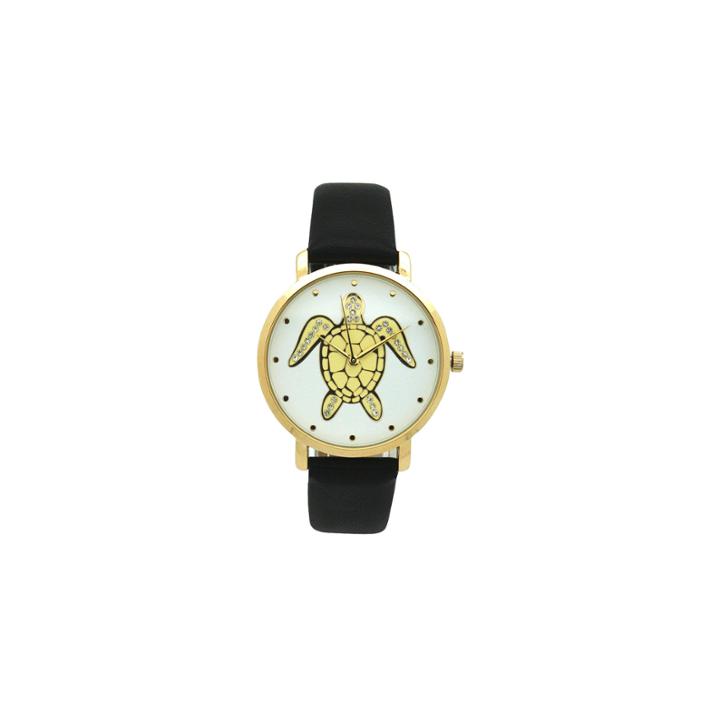 Olivia Pratt Pop Sea Turtle Womens Black Strap Watch-a917404black