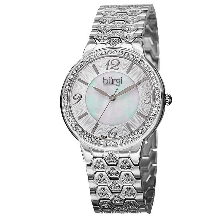 Burgi Womens Silver Tone Strap Watch-b-115ss