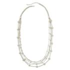 Vieste Simulated Pearl Silver-tone 5-row Station Necklace