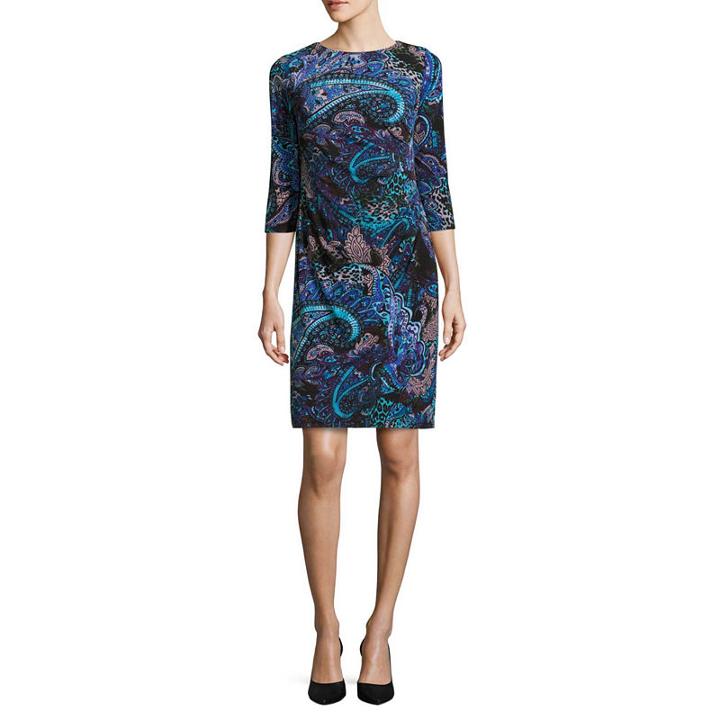 Ronni Nicole 3/4 Sleeve Paisley Sheath Dress-petite
