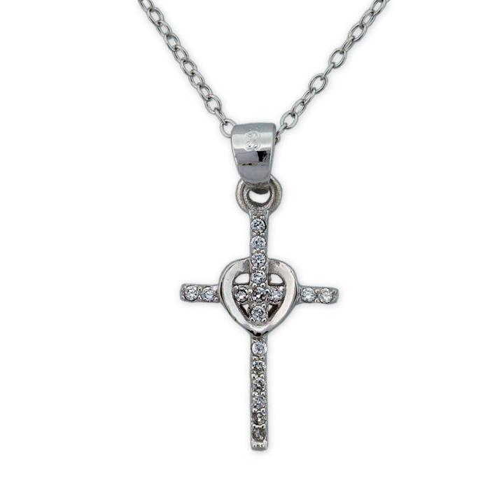 Diamonart Womens 1/3 Ct. T.w. White Cubic Zirconia Cross Pendant Necklace